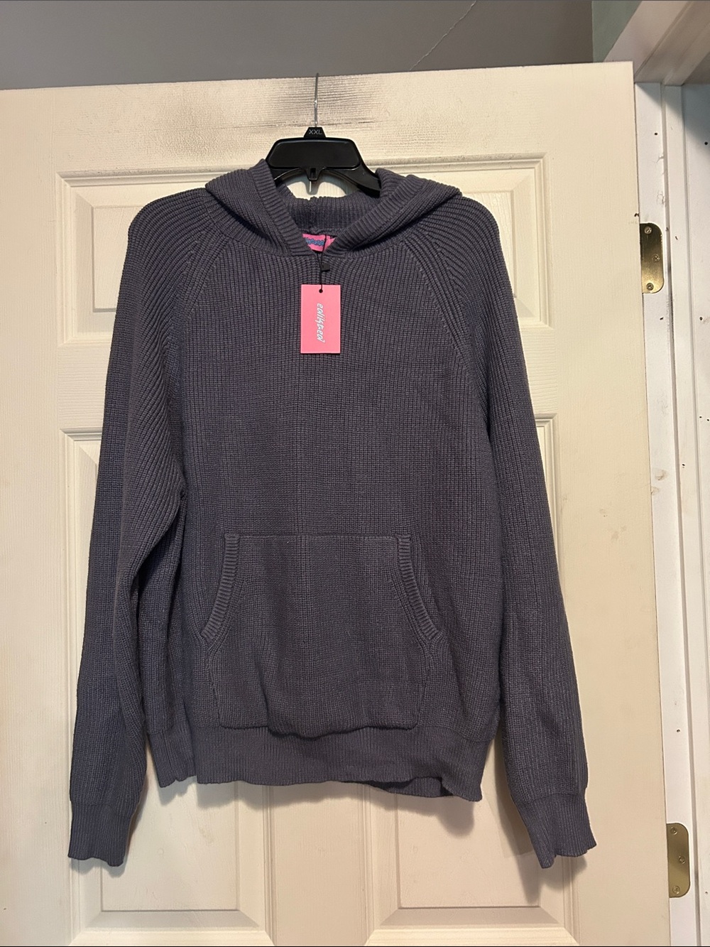 Edikted Wynter Oversized Knit Dark Gray Hoodie Size Medium